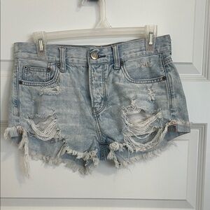 American Eagle Outfitters Ripped Light Blue Jean Shorts